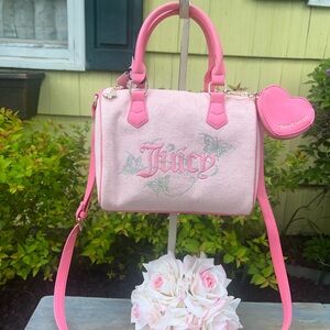 Juicy Couture Wingin It Speedy Satchel Pink Diamond TerryCloth Sparkle Butterfly